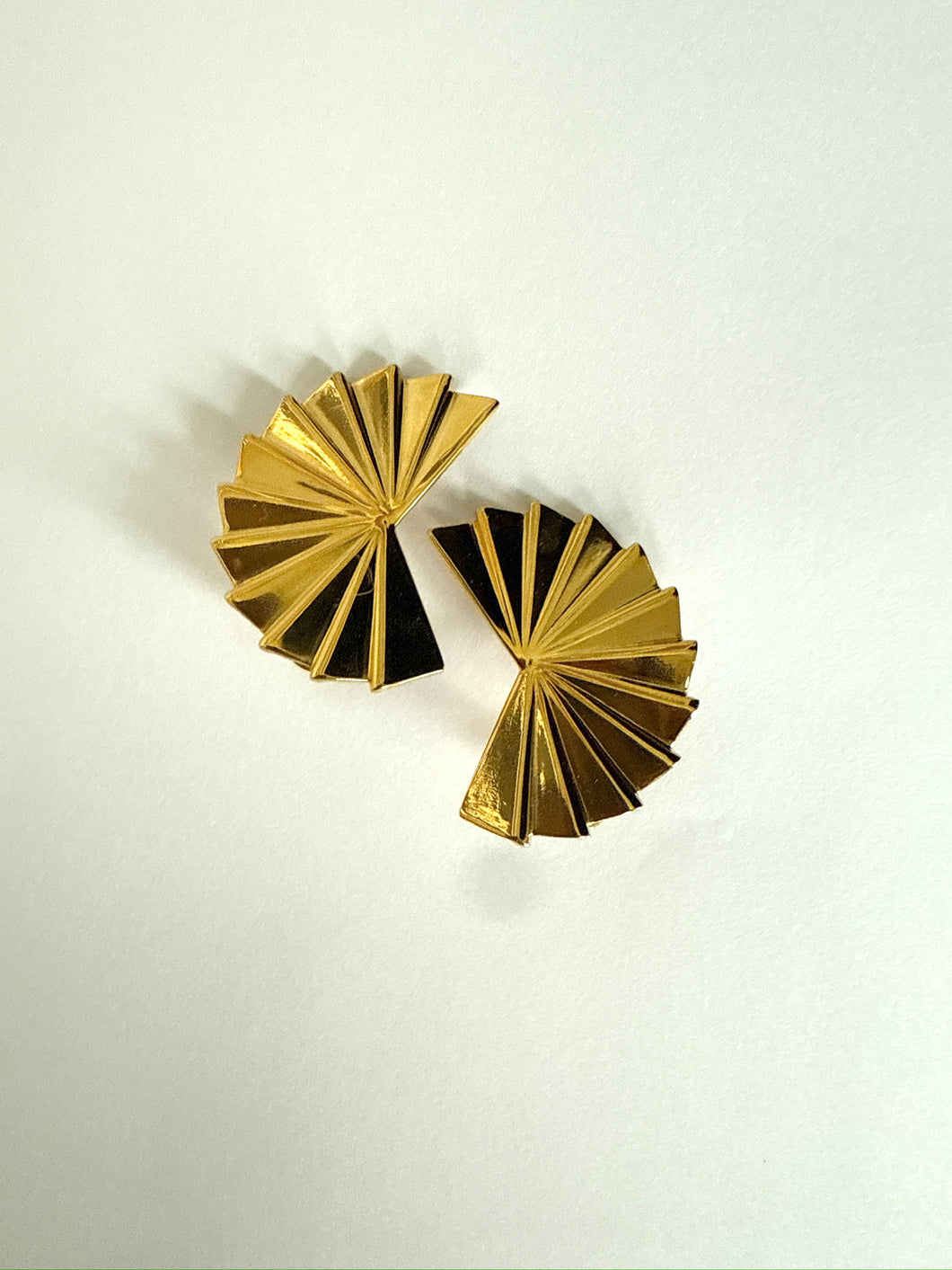 Gold Folded Fan Earrings