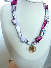 Load image into Gallery viewer, Pink scarf necklace with pendant
