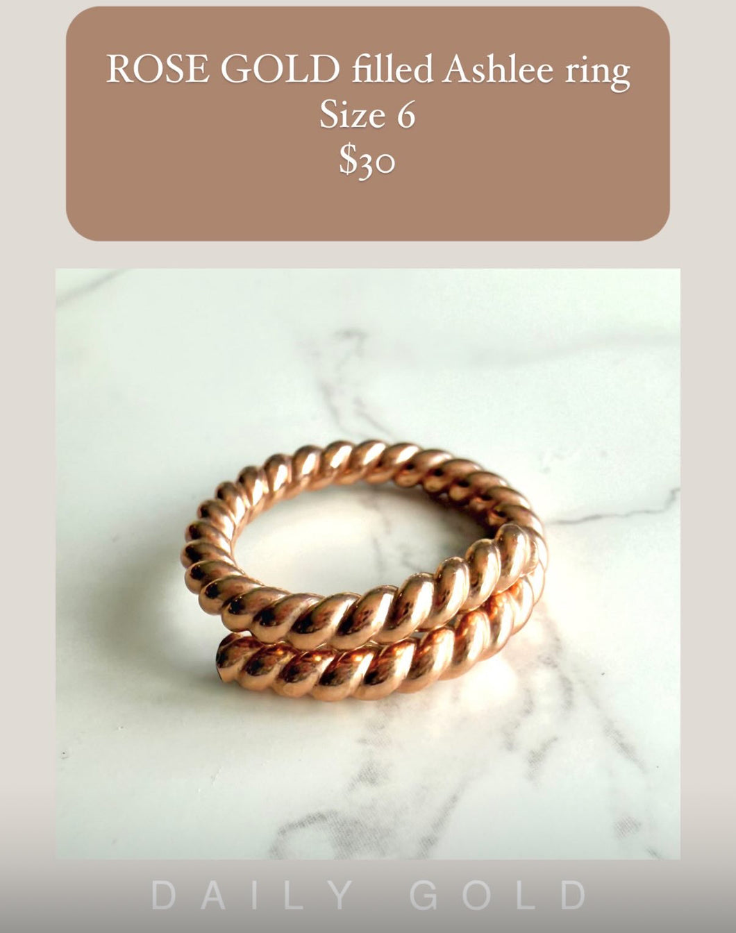 Rose Gold Ashlee Ring - Size 6