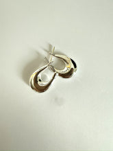 Load image into Gallery viewer, White 18k Gold Drop Hoop Earrings
