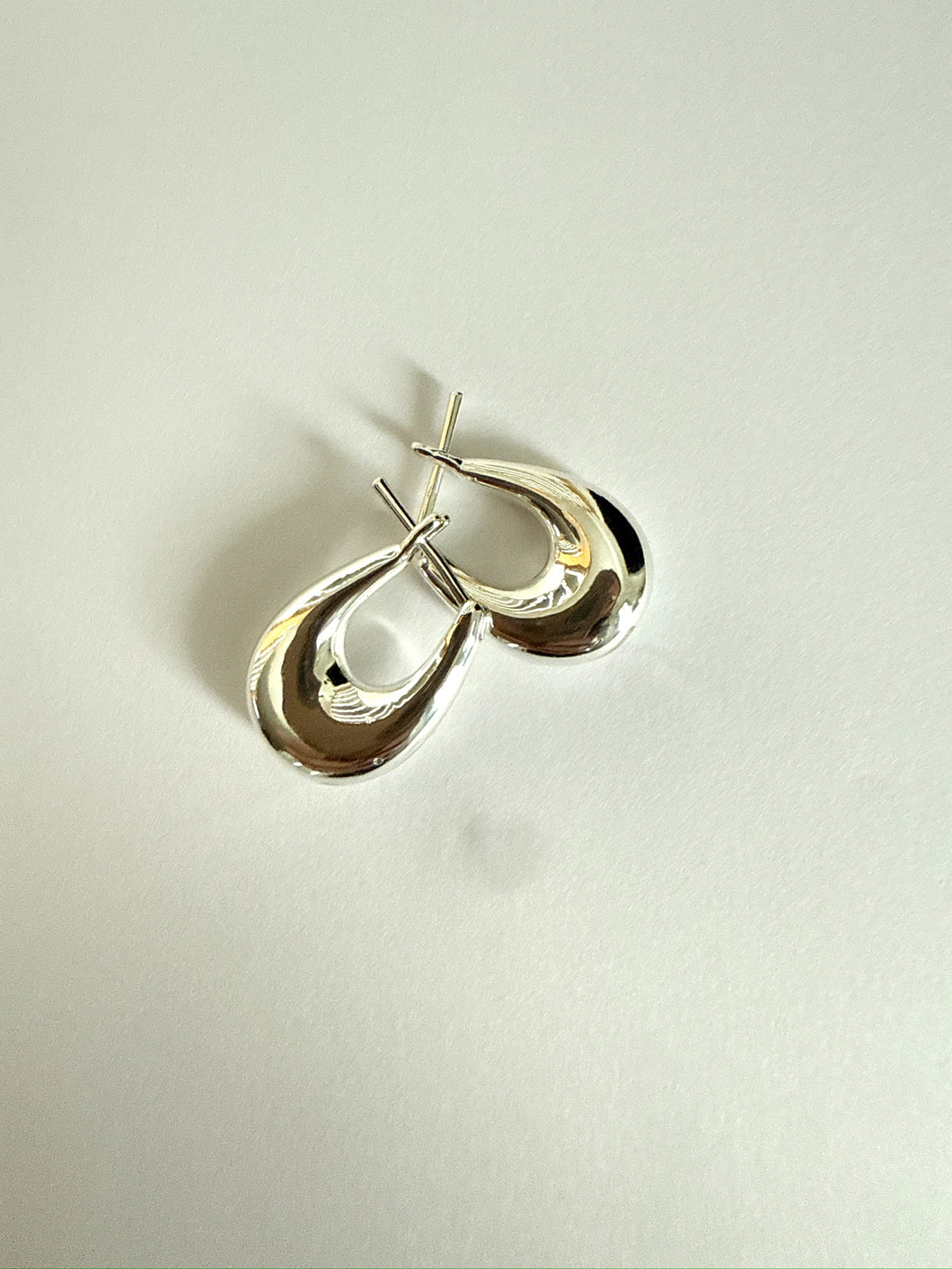 White 18k Gold Drop Hoop Earrings