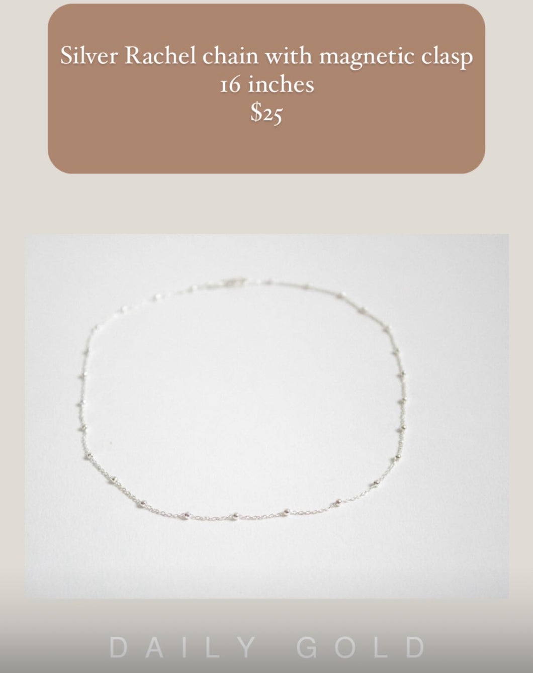 Rachel Chain in Sterling Silver with Magnetic Clasp - 16 inches