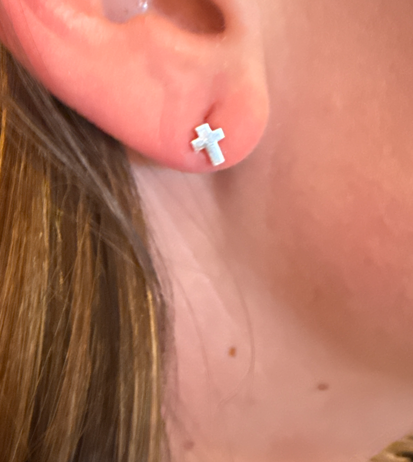 Sterling Silver Cross Stud Earrings