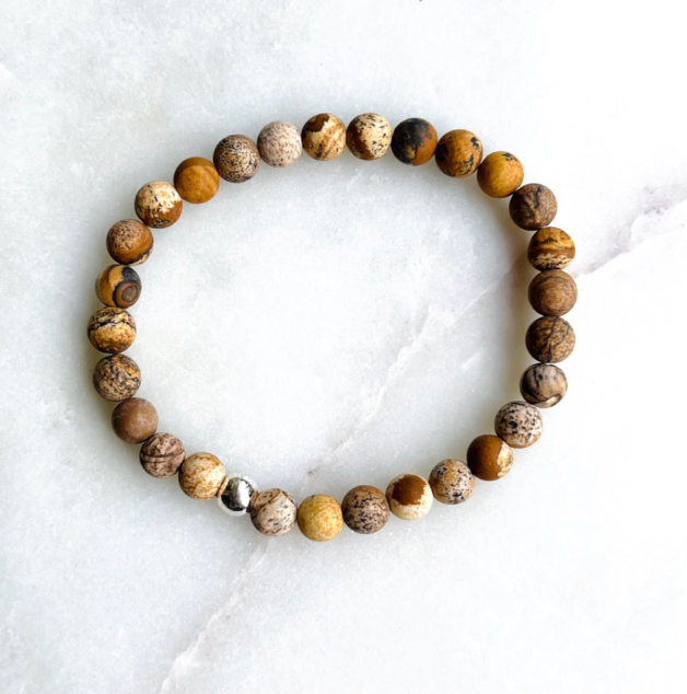 Stone Bead Bracelet - Light Brown